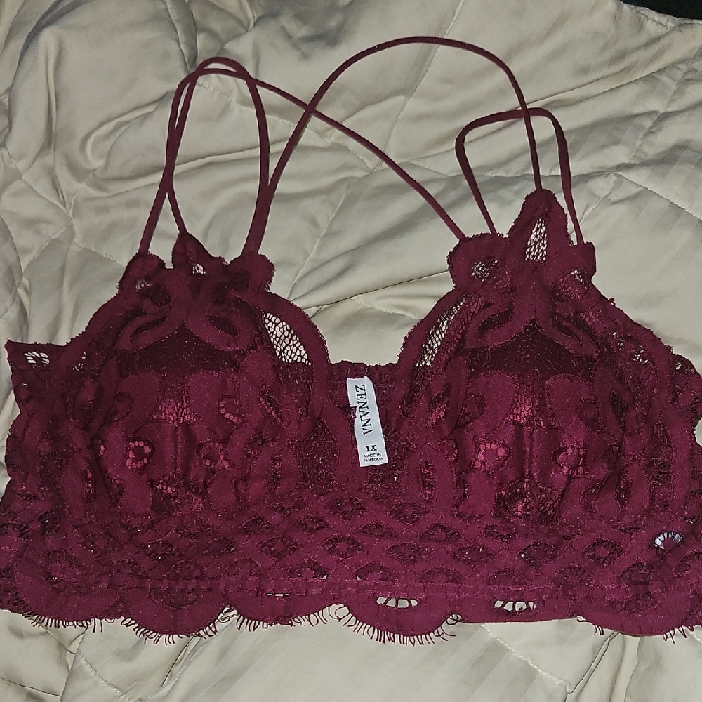 Zenana Outfitters Deep Red Lace Bralette